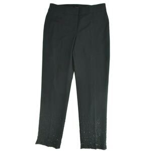 Talbots Marzotto Wool Blend Signature Crop Pants Womens 2 Black Beaded